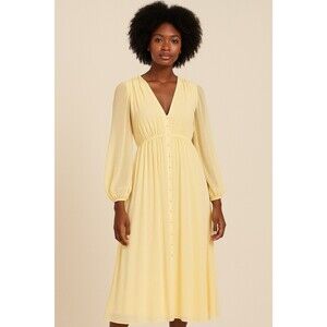 H&M Cream Chiffon Maxi Boho Dress Large‎ Sheer Fairy Whimsgoth Romantic Flowing